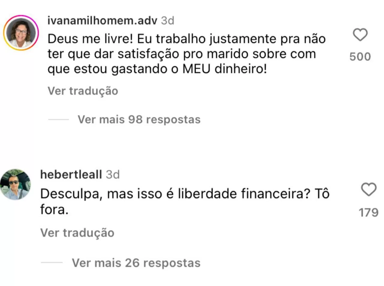 Comentários de internautas