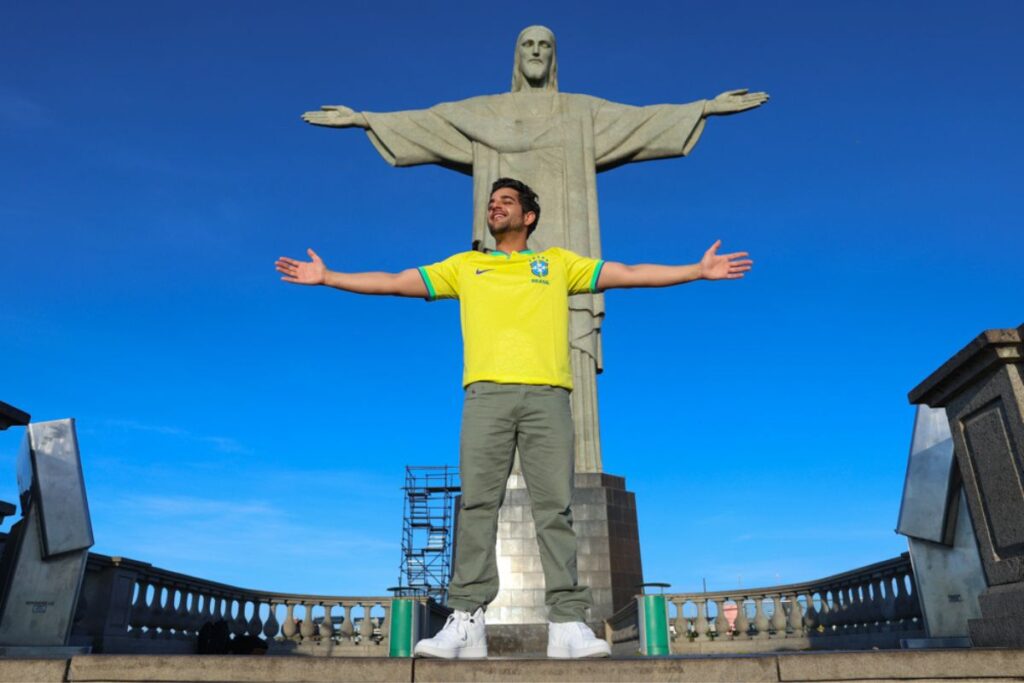 Paras Patel no Cristo Redentor