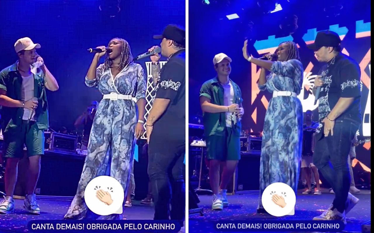 Raquele brilha no palco com Matheus e Kauan