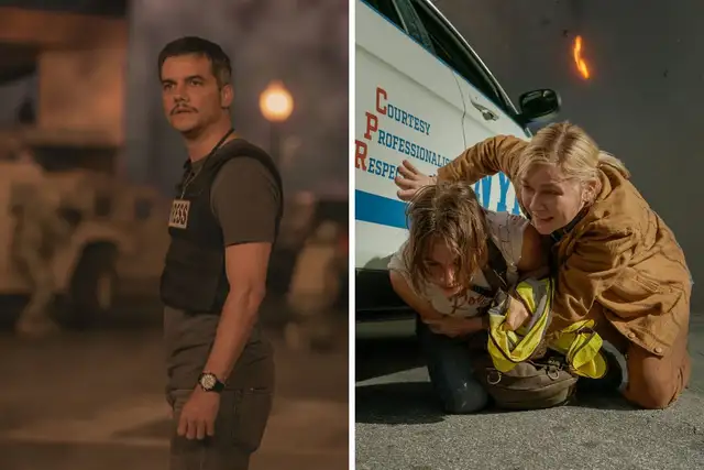 Wagner Moura e Kirsten Dunst em Guerra Civil