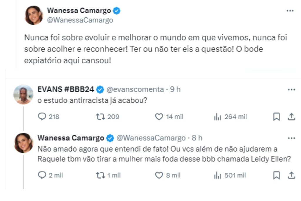 Wanessa discute com internauta