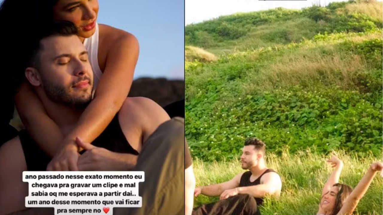 Murilo Huf e Gabriela Versiani trocam declarações para comemorar um ano que se conheceram Lorena Bueri