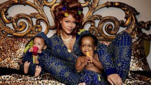 Rihanna mostra desafios para fazer sessão de foto com os filhos