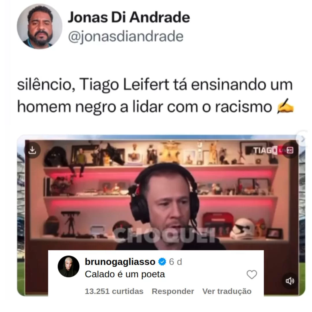 Bruno Gagliasso responde apresentador em comentário no Instagram (Foto: Reprodução/Instagram/@seremosresistencia)