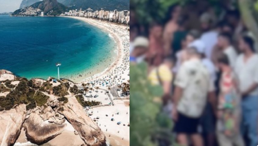 Grupo de 30 homens é flagrado fazendo s*ruba na Praia do Arpoador, no RJ; veja