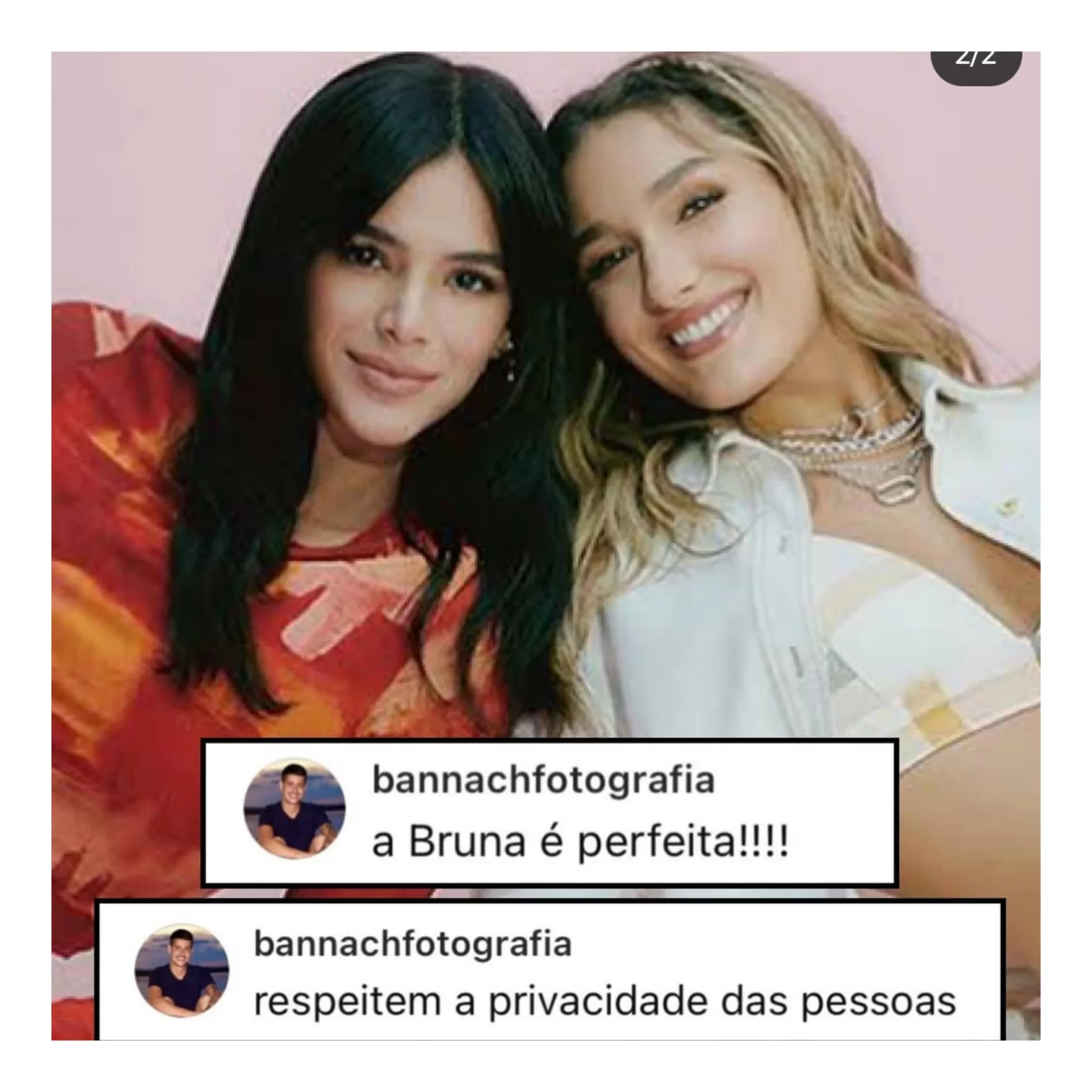 Comentário de fotógrafo de Bruna marquezine/ reprodução instagram