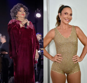 Encontro de gigantes! Alcione e Ivete Sangalo trocam abraços na Marquês de Sapucaí