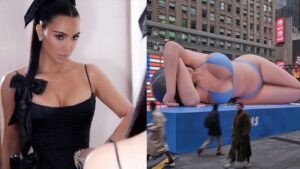 Kim Kardashian se anima com estátua de si mesma na Times Square