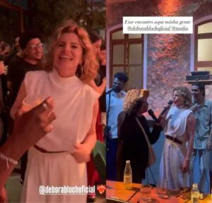 Débora Bloch mostra molejo e samba no pé em festa de aniversário! Assista aos vídeos