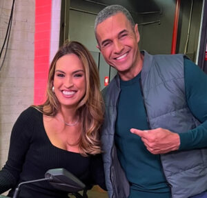 Talitha Morete e Fabrício Battaglini mandam recado para Tati Machado durante o Mais Você
