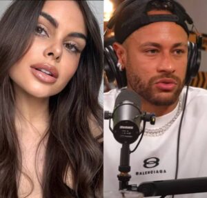 Neymar Jr. e Amanda Kimberlly posam com Helena na festa de um ano de idade da pequena