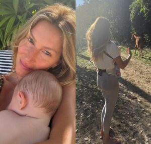 Gisele Bündchen posa com o herdeiro caçula ao exibir registros do verão com namorado e filhos