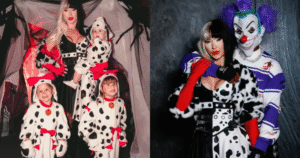 Virginia se veste de Cruella e posa ao lado dos filhos e de Vini Jr.