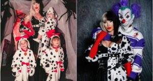 Virginia vira Cruella e filhos se fantasiam de dálmatas para curtir Halloween com Vini Jr em Madri
