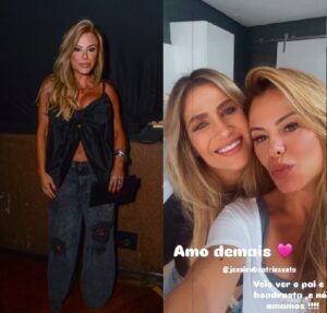 Poliana Rocha compartilha foto com filha do Leonardo: Veio ver o pai e a boadrasta