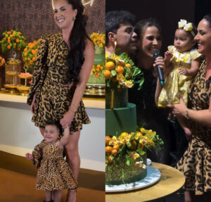 Graciele Lacerda aposta em look combinado com a filha no aniversário de 45 anos de idade