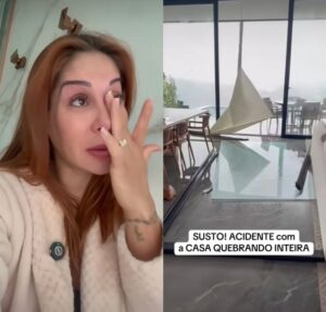 Que susto! Grávida, Maíra Cardi chora após ventania quebrar vidros de sua casa e desabafa: – Fiquei com muito medo