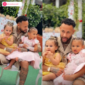 Neymar Jr. encanta ao surgir com Mavie e Helena durante festa de aniversário. Confira os melhores momentos do jogador como pai