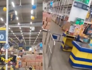 Moradores invadem supermercado e saem com mercadorias no Rio; veja VÍDEO