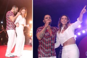 Paolla Oliveira sensualiza com Diogo Nogueira e público pira