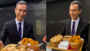 César Tralli ganha coxinhas e pão de queijo de Ana Maria Braga em despedida do ‘Jornal Hoje’
