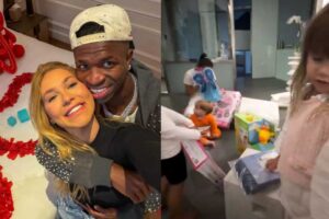 Filhos de Virginia Fonseca recebem presentes de Vini Jr