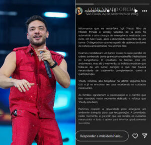 Filho de Wesley Safadão e Mileide Mihaile passa por cirurgia para retirada de tumor
