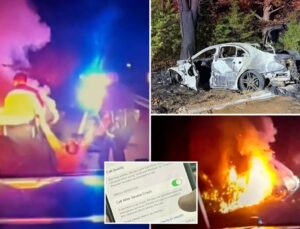 Polícia salva motorista por um triz antes de carro pegar fogo; veja vídeo