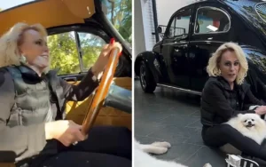 Ana Maria Braga pilota Fusca 63 e revive memórias. Veja o vídeo!