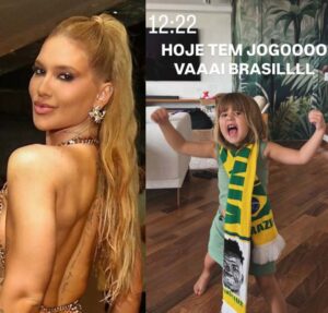 Virginia Fonseca compartilha foto de Maria Alice usando faixa com o rosto de Vini Jr.: Hoje tem jogo