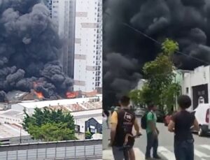 Mulher grávida fica ferida após megaincêndio atingir galpão de tecidos no Brás; VEJA VÍDEO!