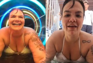 Thais Carla comemora primeira descida em tobogã após perder 75 kg: “Não dá pra descrever a emoção”