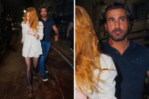 Noivo de Marina Ruy Barbosa deixa festa com marca de beijo da atriz