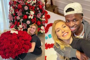Virginia Fonseca completa primeiro mês com Vini Jr. e ganha buquê de rosas gigante