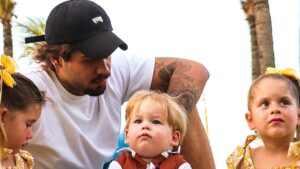 Zé Felipe posta fotos encantadoras com os filhos na fazenda: ‘Dia com eles’