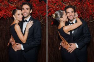 Kaká e esposa são flagrados trocando chamegos em festa