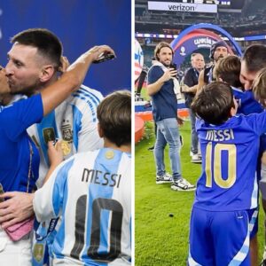 Lionel Messi celebra vitória da Argentina com beijo apaixonado