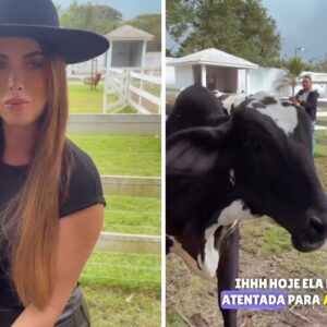 Nicole Bahls perseguida por sua vaca Anitta é a melhor cena do dia. Video!