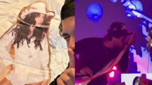 Zé Felipe beija figura de papelão de Ana Castela no palco de show em Portugal