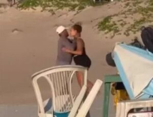 Homem é flagrado agredindo mulher em praia famosa e movimentanda; VEJA VÍDEO!