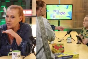 Rita Cadillac se revolta após pergunta, abandona podcast e rasga papéis