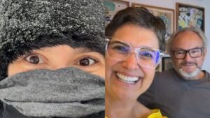 Sandra Annenberg mostra videochamada com a filha enfrentando nevasca em Nova York