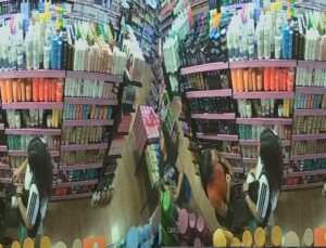 Mulheres furtam cosméticos em loja e câmera flagra tudo; VEJA VÍDEO
