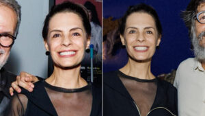 Helena Ranaldi faz rara aparição com o ex-marido e o atual em noite no teatro