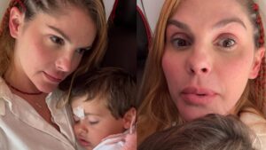 Bárbara Evans relata susto com o filho de 2 anos durante viagem: ‘Estava correndo’