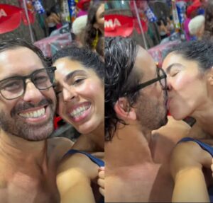 Curtindo a folia, Bela Gil beija affair no Carnaval de Salvador