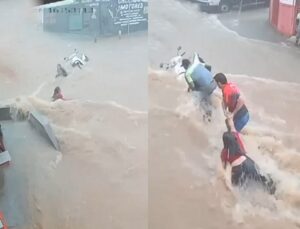 Mulheres são arrastadas por enxurrada durante forte chuva; VEJA VÍDEO