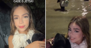 Melody fica presa em enchente no Rio e precisa abandonar carro de luxo