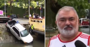 Após cair com carro em canal do Rio, motorista não se abala: ‘Tem coisa pior, a violência’