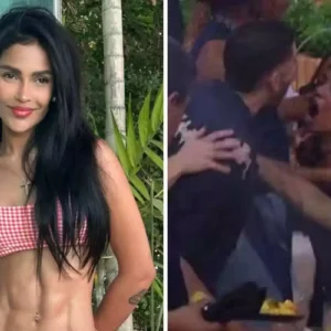 fotomontagem de flay e de marcelo brigando com gabi na festa do bbb 26